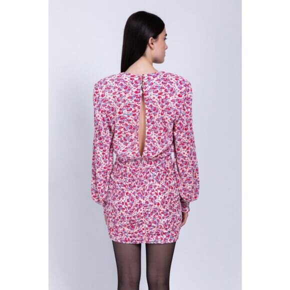 SABINA MUSAYEV Capella Print Pleated Knit Mini Dress XS Ivory Floral Multi Print - Picture 4 of 11